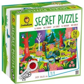 Ludattica Secret Puzzle s lupou, Lesné zvieratká 24 dielikov
