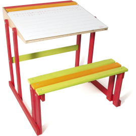 Jeujura Školská lavica s obojstrannou tabuľou, farebná