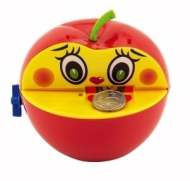 Teddies Pokladnička červené jablko s červíkom na kľúčik plast 11x10cm - cena, srovnání