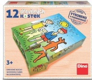 Dino Drevené kocky Psík a mačička - 12 kociek - cena, srovnání