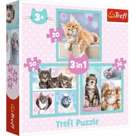 Trefl Puzzle 3v1 - Milé domáce zvieratká