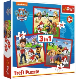 Trefl Puzzle 3v1 - Šťastní psi z Labkovej Patroly