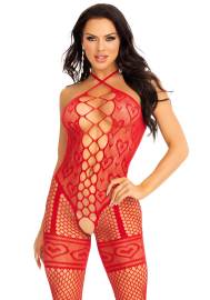 Leg Avenue Heart Net Halter Bodystocking