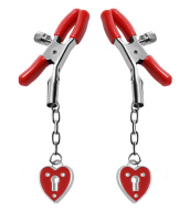 Master Series Crimson Tied Charmed Heart Padlock Nipple Clamps - cena, srovnání