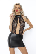 Noir Handmade F279 Short Powerwetlook Dress with Lace Top - cena, srovnání