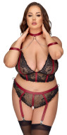 Cottelli Bondage Longline Bra & Crotchless Suspender Thong Set - cena, srovnání