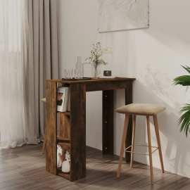 vidaXL Barový stôl s poličkou dymový dub 102x50x103,5 cm drevotrieska