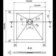 Mexen Stone+ štvorcová sprchová vanička 80x80cm 44718080 - cena, srovnání