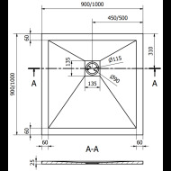 Mexen Stone+ štvorcová sprchová vanička 90x90cm 44109090 - cena, srovnání