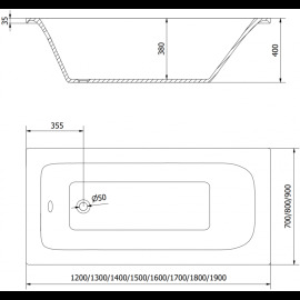 Mexen Vega vaňa 150x70cm 550115070X9412117077