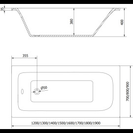 Mexen Vega vaňa 180x80cm 55011808000X