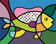 Zuty Pop-art ryba, 40x50cm vypnuté plátno na rám - cena, srovnání