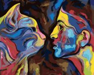 Zuty Abstrakcia ženy a mačky, 80x100cm bez rámu a bez vypnutia plátna - cena, srovnání