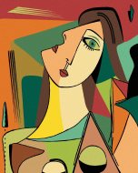 Zuty Abstraktná žena v kubickom štýle, 80x100cm bez rámu a bez napnutia plátna - cena, srovnání