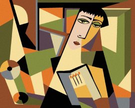 Zuty Abstraktná žena v kubickom štýle I, 80x100cm bez rámu a bez napnutia plátna