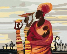 Zuty Africké ženy s dieťaťom, 80x100cm bez rámu a bez napnutia plátna