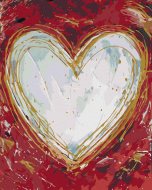 Zuty Biele srdce na červenom pozadí (Haley Bush), 80x100cm plátno napnuté na rám - cena, srovnání