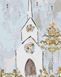 Zuty Biely maľovaný kostol (Haley Bush), 80x100cm plátno napnuté na rám