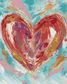 Zuty Červené srdce na zelenom pozadí II (Haley Bush), 80x100cm bez rámu a bez napnutia plátna
