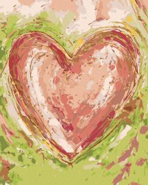 Zuty Červené srdce na zelenom pozadí III (Haley Bush), 80x100cm bez rámu a bez napnutia plátna