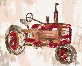 Zuty Červený traktor (Haley Bush), 80x100cm bez rámu a bez napnutia plátna