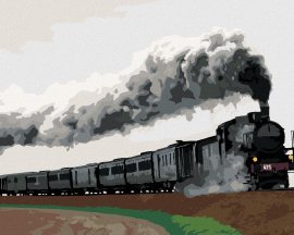Zuty Čierny parný vlak, 80×10cm x 10cm bez rámu a bez napnutia plátn