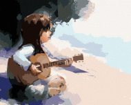 Zuty Dievča hrajúce na gitaru, 80x100cm plátno napnuté na rám - cena, srovnání