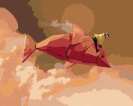Zuty Dievča na červenej rybe z origami, 80x100cm bez rámu a bez napnutia plátna - cena, srovnání