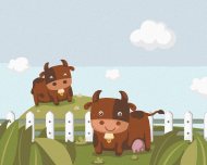 Zuty Dve kravy na pastvine, 80x100cm bez rámu a bez napnutia plátna - cena, srovnání