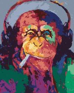Zuty Fajčiaca opica so slúchadlami, 80x100cm plátno napnuté na rám - cena, srovnání