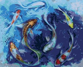 Zuty Japonské rybky, 80x100cm plátno napnuté na rám