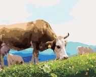 Zuty Krava na paši pri horách, 80x100cm bez rámu a bez napnutia plátna - cena, srovnání