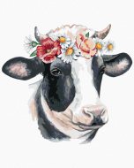 Zuty Krava s kvetinovou čelenkou, 80x100cm plátno napnuté na rám - cena, srovnání