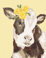 Zuty Krava so žltou kvetinou (Haley Bush), 80x100cm plátno napnuté na rám - cena, srovnání