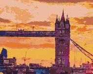 Zuty Londýnsky Tower Bridge pri západe slnka, 80x100cm bez rámu a bez napnutia plátna - cena, srovnání