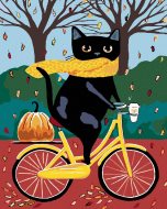 Zuty Maľovanie podľa čísel Čierna mačka a žltý bicykel, 80x100cm bez rámu a bez napnutia plátna - cena, srovnání