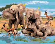 Zuty Maľovanie podľa čísel Veselé slony a gazely pri vode (Howard Robinson), 80x100cm bez rámu a bez napnutia plátna - cena, srovnání