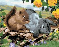 Zuty Maľovanie podľa čísel Veverička a zajac na pni (Howard Robinson), 80x100cm bez rámu a bez napnutia plátna - cena, srovnání