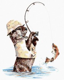 Zuty Maľovanie podľa čísel Vydra rybár (Holly Simental), 80x100cm napnuté plátno na rám