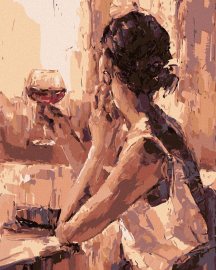Zuty Maľovanie podľa čísel Žena s pohárom vína, 80x100cm bez rámu a bez napnutia plátna
