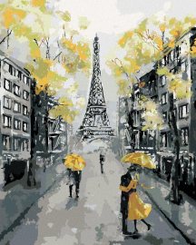 Zuty Maľovanie podľa čísel Žltý Paríž, 80x100cm napnuté plátno na rám