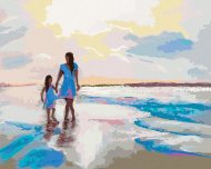 Zuty Matka s dcérou na pláži, 80x100cm plátno napnuté na rám - cena, srovnání