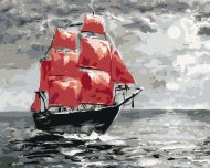 Zuty Mesačný svit a plachetnica na mori, 80x100cm plátno napnuté na rám - cena, srovnání