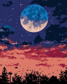 Zuty Mesiac nad nočným mestom, 80x100cm plátno napnuté na rám