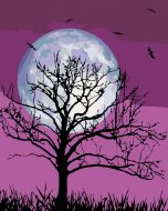 Zuty Mesiac na fialovom nebi, 80x100cm plátno napnuté na rám - cena, srovnání