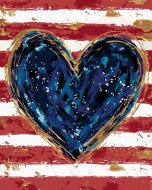 Zuty Modré srdce s červenými pruhmi (Haley Bush), 80x100cm bez rámu a bez napnutia plátna - cena, srovnání