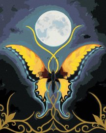 Zuty Motýľ s ornamentom mesiaca, 80x100cm bez rámu a bez napnutia plátna