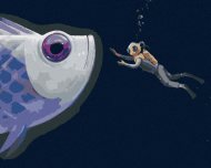 Zuty Obria hlava ryby s potápačom, 80x100cm bez rámu a bez napnutia plátna - cena, srovnání