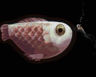 Zuty Obria ryba s potápačom, 80x100cm plátno napnuté na rám - cena, srovnání