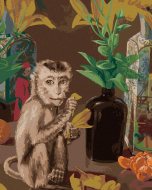 Zuty Opica hrajúca sa s lístkami, 80x100cm bez rámu a bez napnutia plátna - cena, srovnání